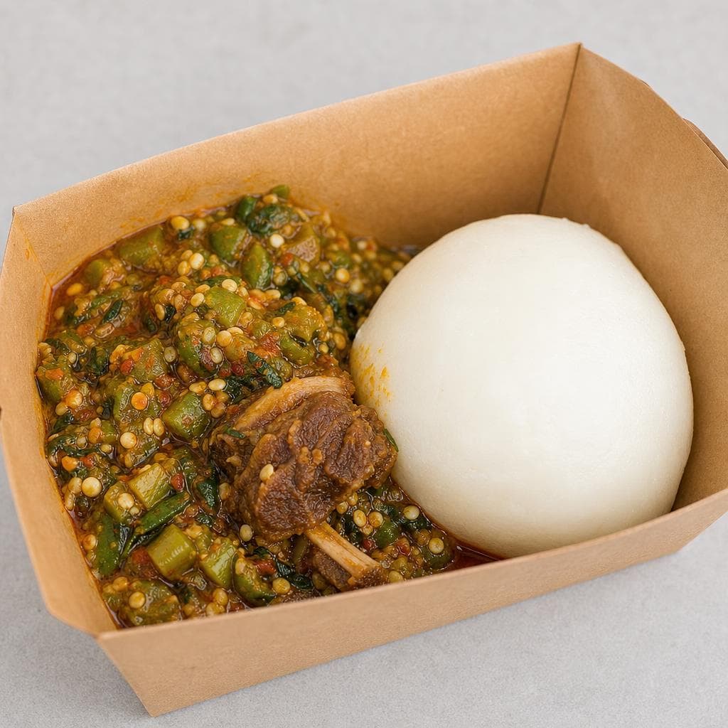 Fufu + Bitterleaf Soup + Grilled Beef